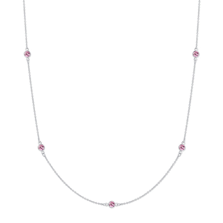 CZ Station Bezel Birthstone Necklace