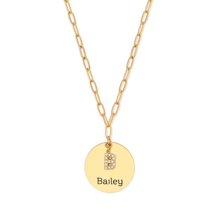 Engravable Name and Initial Charm Necklace