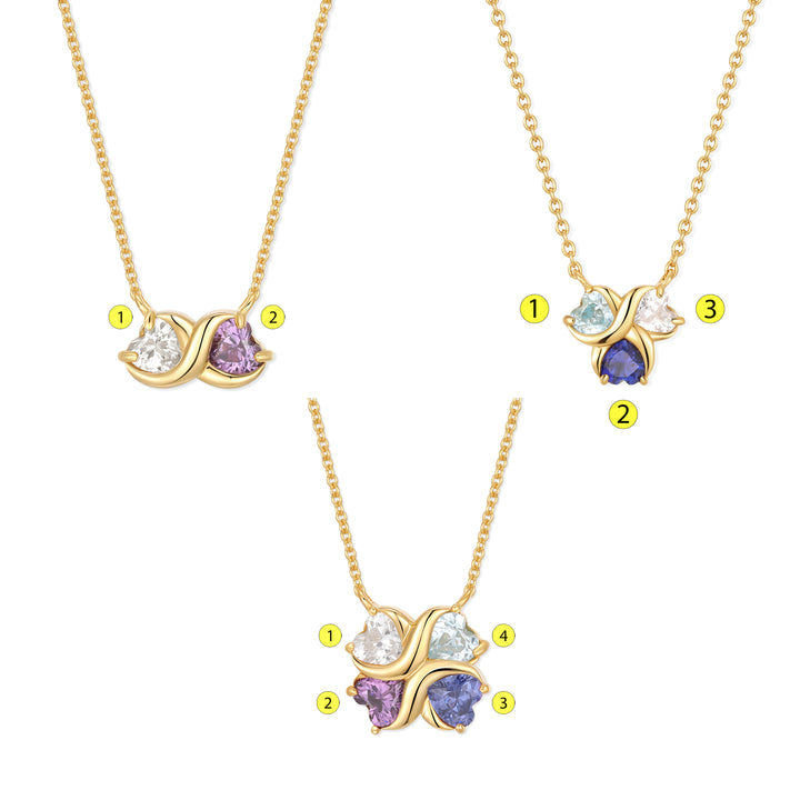 Custom Birthstone Heart Love Necklace