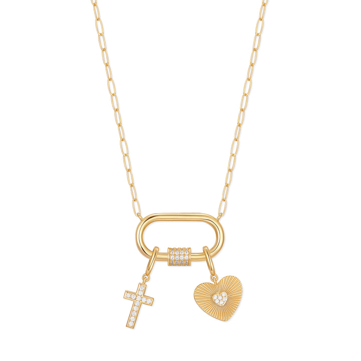 Carabiner Cross Charm Necklace