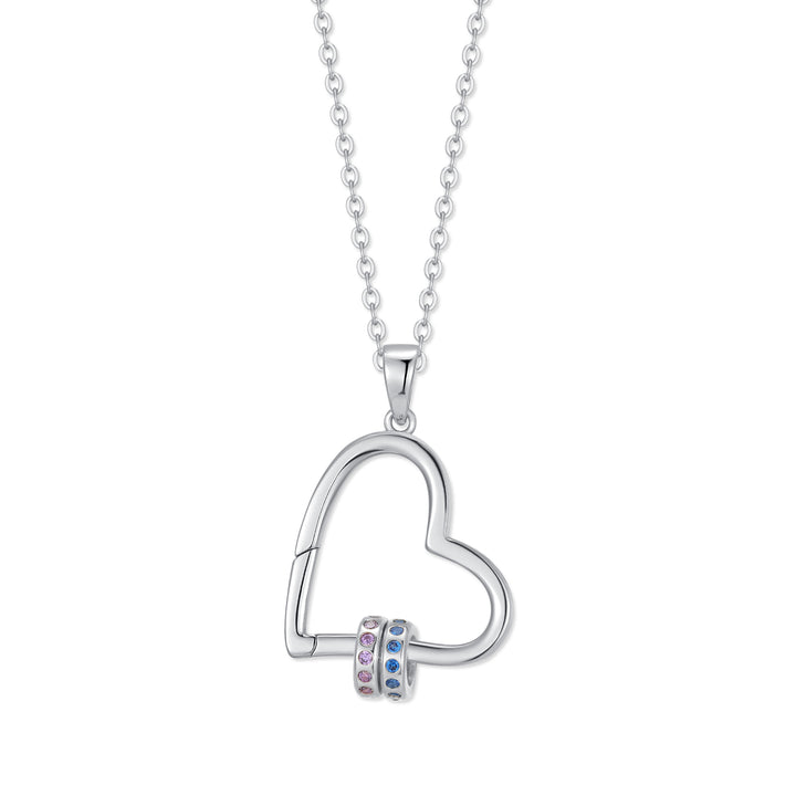 Custom Birthstone Open Heart Necklace