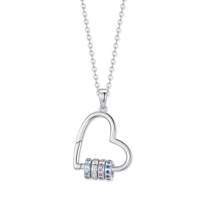 Custom Birthstone Open Heart Necklace