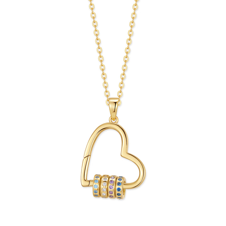 Custom Birthstone Open Heart Necklace
