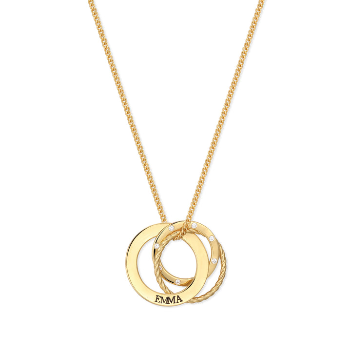 Engravable Interlocking Crystal Ring Necklace