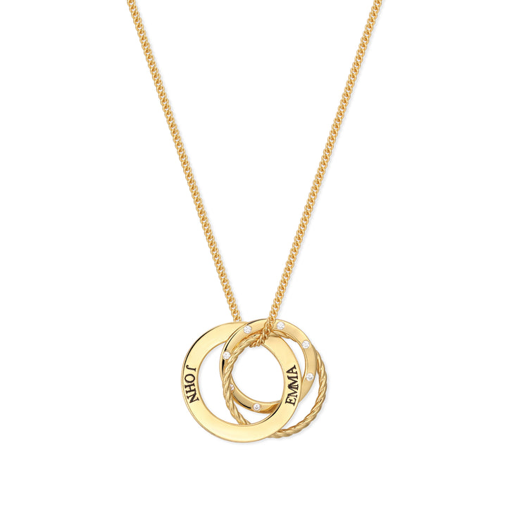 Engravable Interlocking Crystal Ring Necklace