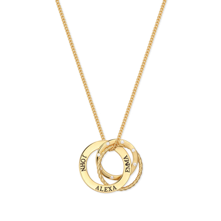 Engravable Interlocking Crystal Ring Necklace