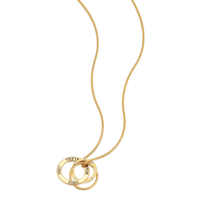 Engravable Interlocking Crystal Ring Necklace