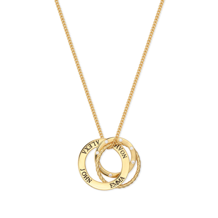 Engravable Interlocking Crystal Ring Necklace