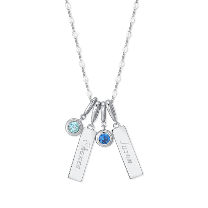 Engravable Birthstone Bar Charm Necklace