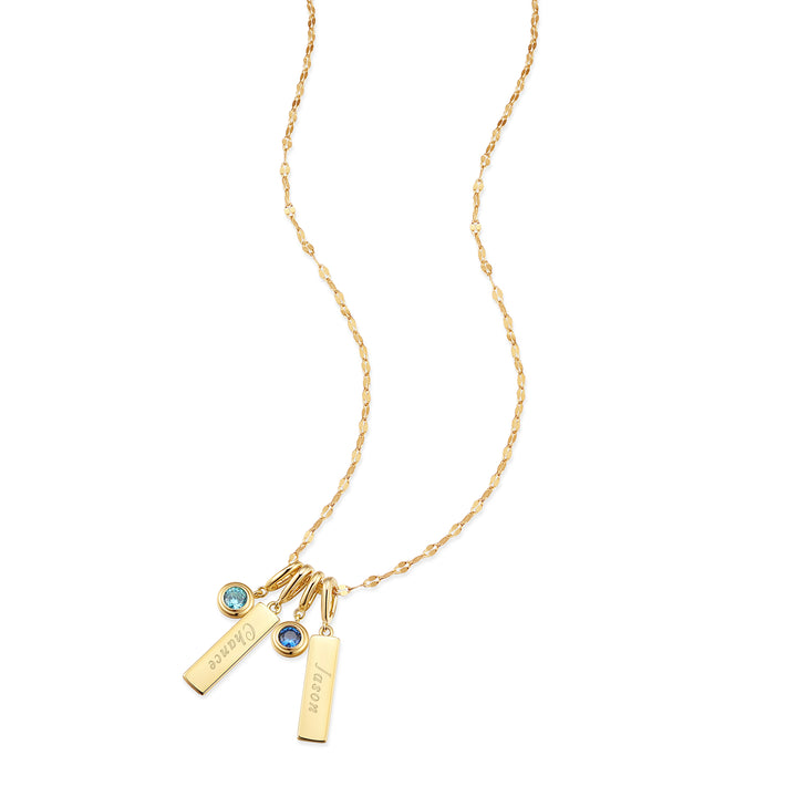 Engravable Birthstone Bar Charm Necklace