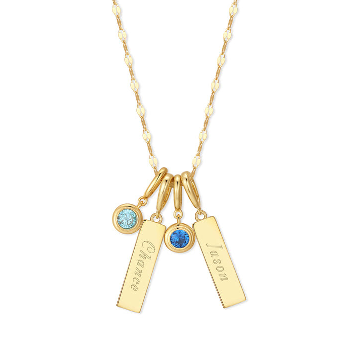 Engravable Birthstone Bar Charm Necklace