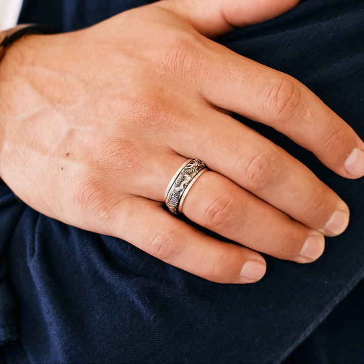 Sterling Silver Dragon Spinner Ring