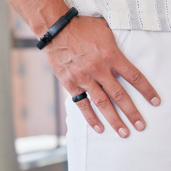 8mm Brushed Finish Black Comfort Fit Tungsten Ring