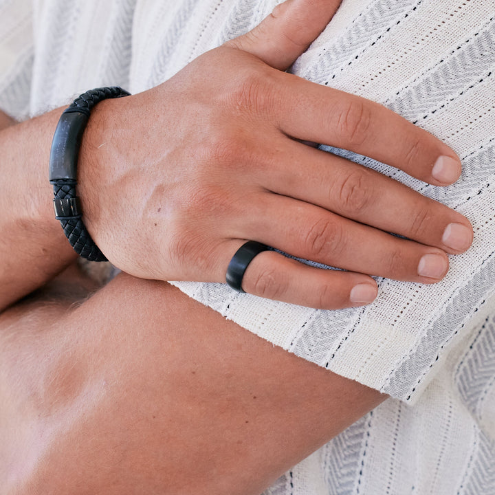 8mm Brushed Finish Black Comfort Fit Tungsten Ring