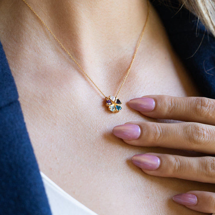 Custom Birthstone Heart Love Necklace