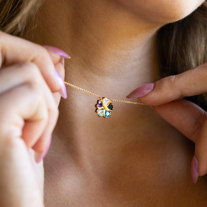 Custom Birthstone Heart Love Necklace