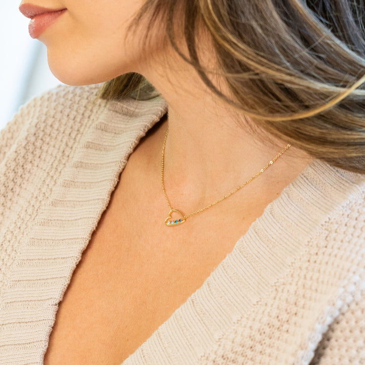 Custom Petite Open Heart Birthstone Pendant