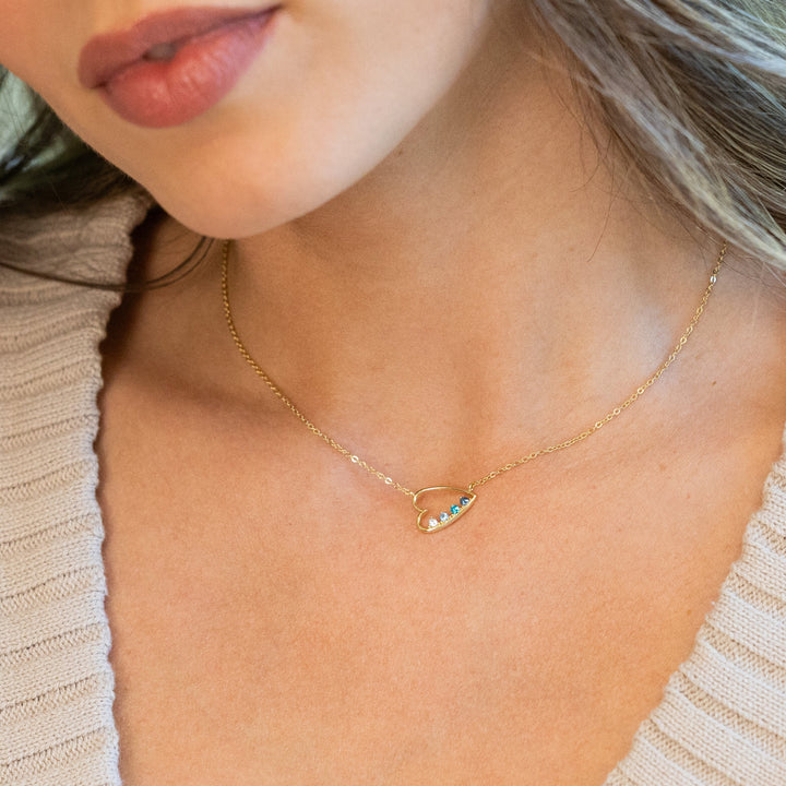 Custom Petite Open Heart Birthstone Pendant