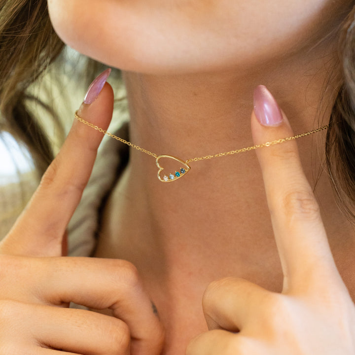 Custom Petite Open Heart Birthstone Pendant