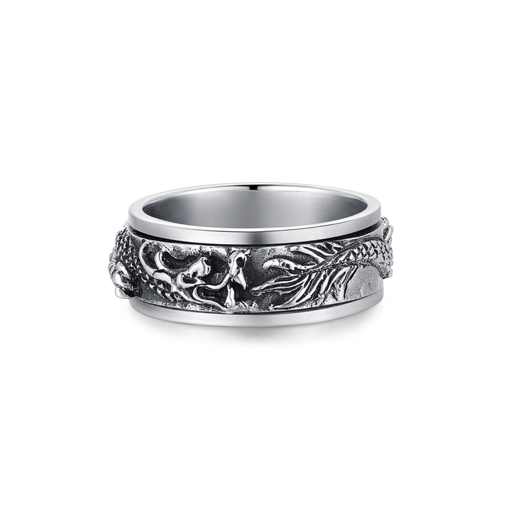 Sterling Silver Dragon Spinner Ring