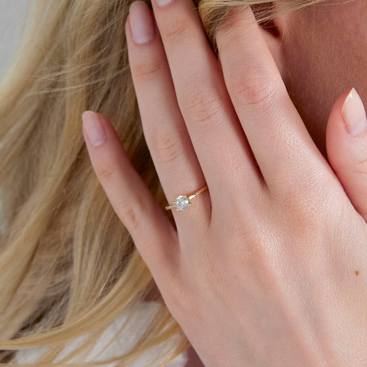 14K Gold 5mm Round Brilliant Cut Solitaire CZ Engagement Ring