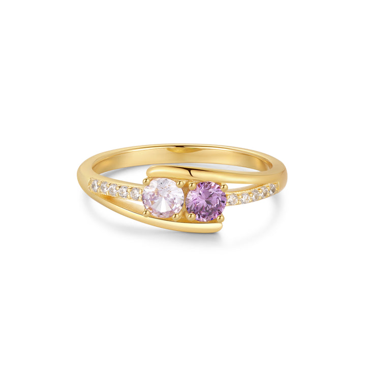 Petite 2 Stone Gold Birthstone Mother&