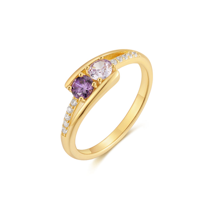 Petite 2 Stone Gold Birthstone Mother&