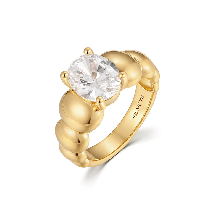 Gold Vermeil Puffy Birthstone Ring