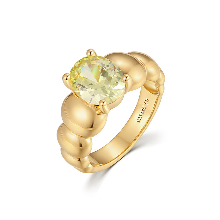 Gold Vermeil Puffy Birthstone Ring