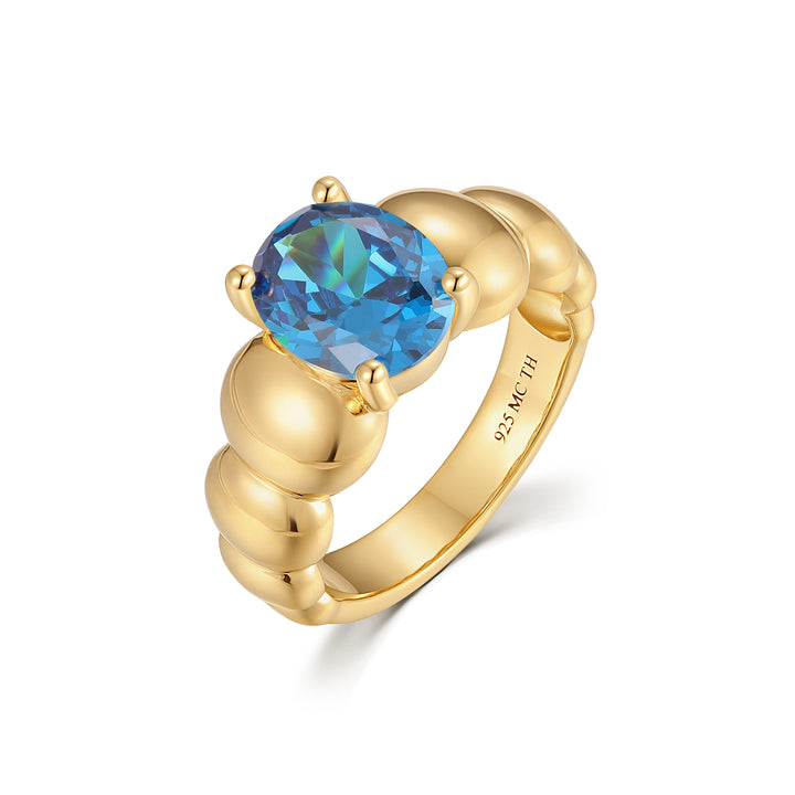 Gold Vermeil Puffy Birthstone Ring