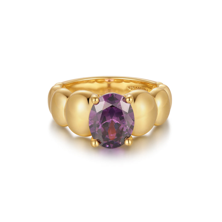 Gold Vermeil Puffy Birthstone Ring