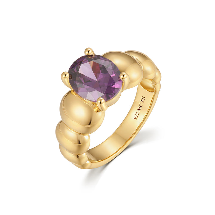 Gold Vermeil Puffy Birthstone Ring