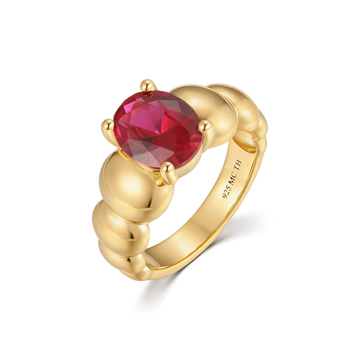 Gold Vermeil Puffy Birthstone Ring