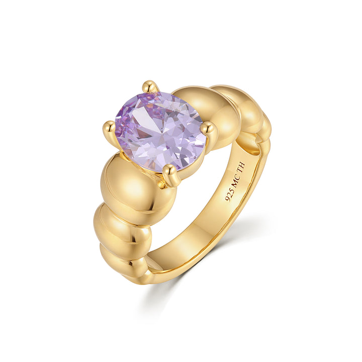 Gold Vermeil Puffy Birthstone Ring