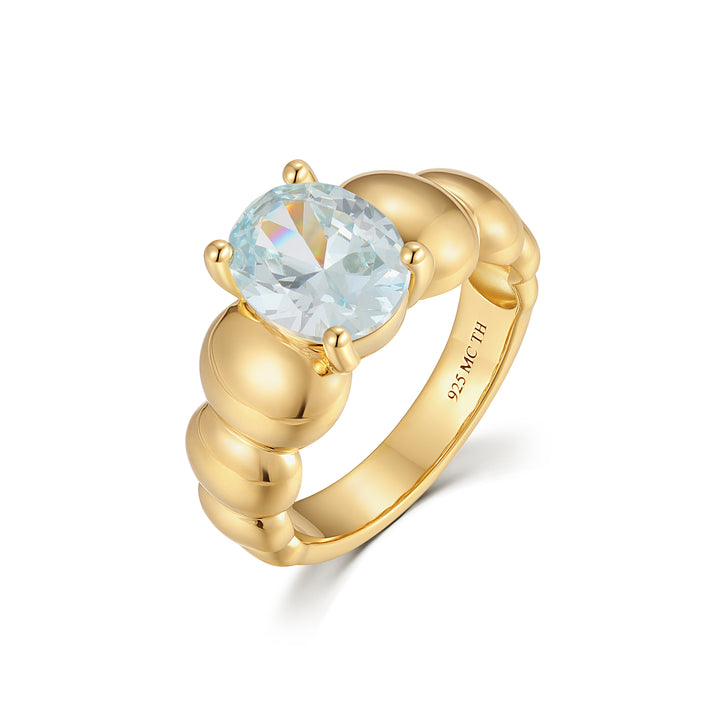 Gold Vermeil Puffy Birthstone Ring