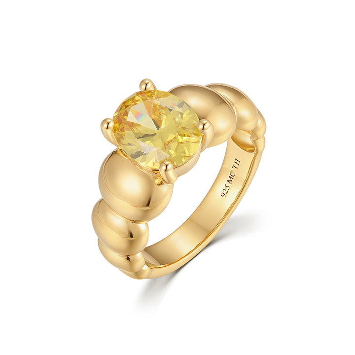 Gold Vermeil Puffy Birthstone Ring