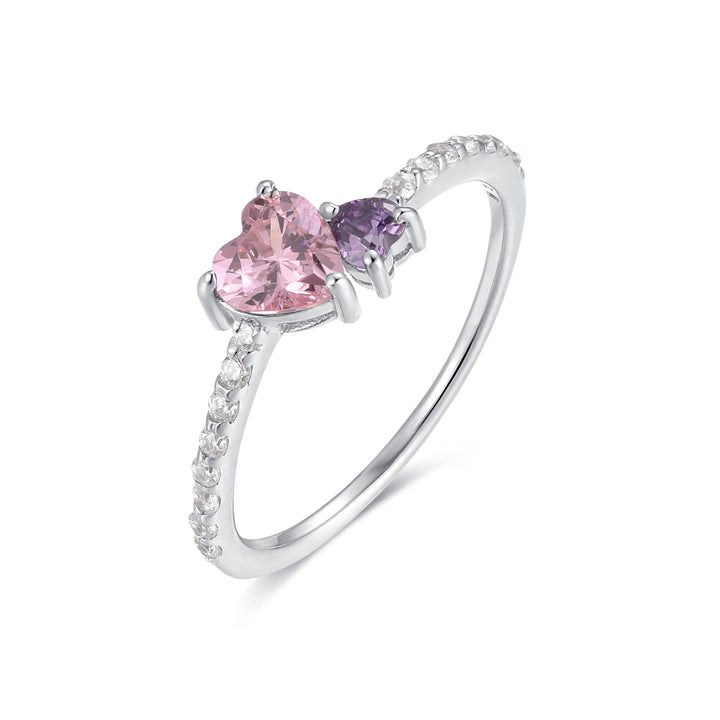 Custom Birthstone Double Heart Ring