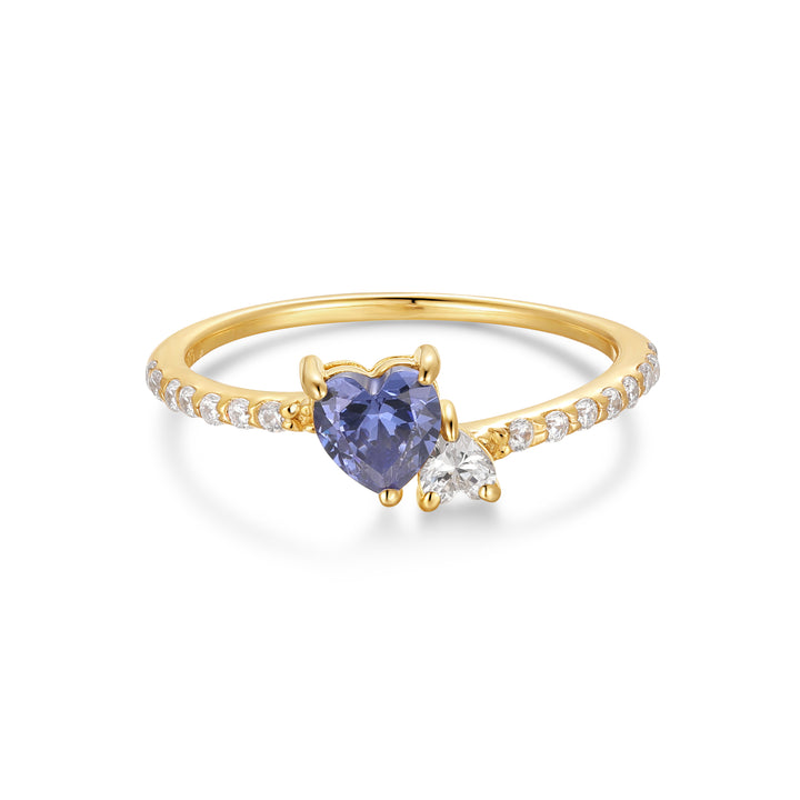 Custom Birthstone Double Heart Ring