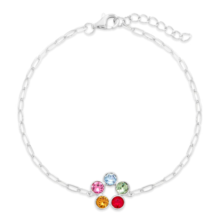Custom Paperclip Chain Birthstone Flower Bezel Bracelet