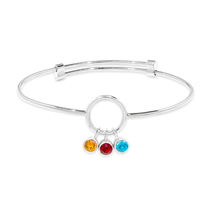 Custom Birthstone Charm Bangle Bracelet