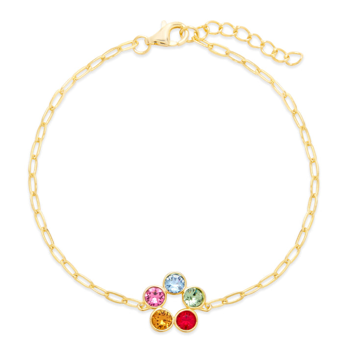 Custom Paperclip Chain Birthstone Flower Bezel Bracelet