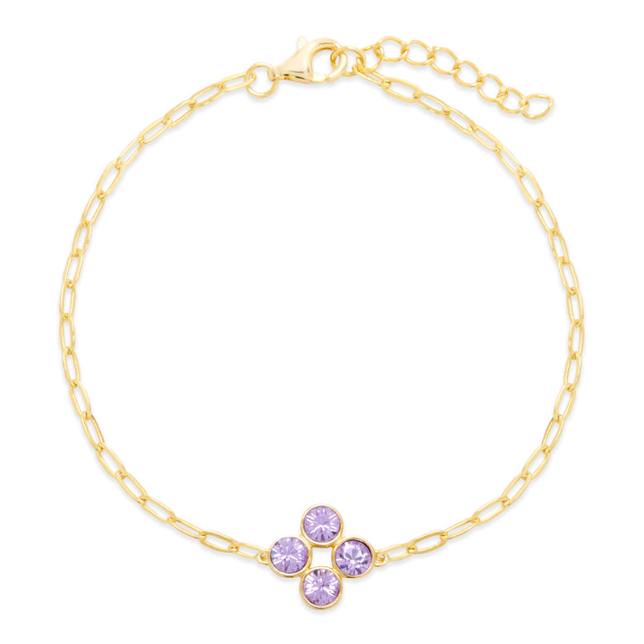 Custom Paperclip Chain Birthstone Flower Bezel Bracelet
