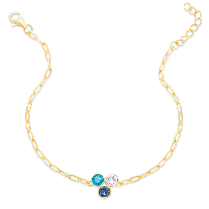 Custom Paperclip Chain Birthstone Flower Bezel Bracelet