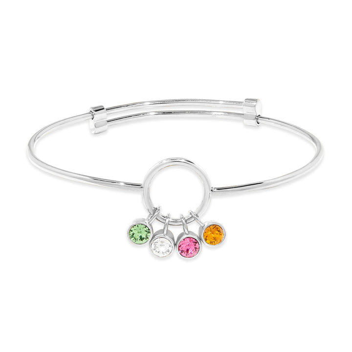 Custom Birthstone Charm Bangle Bracelet