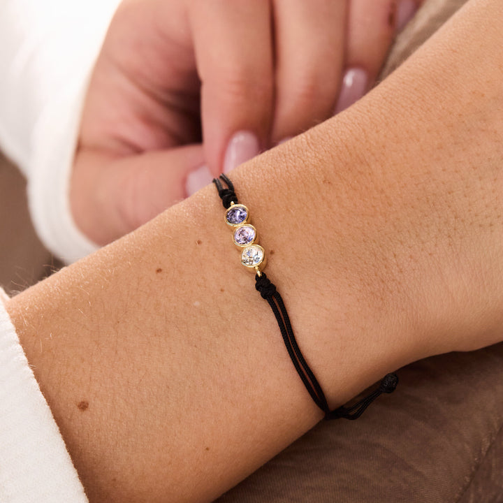 Custom Bezel Set Birthstone String Bolo Bracelet