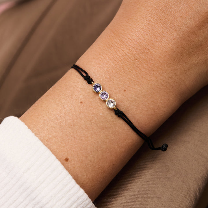 Custom Bezel Set Birthstone String Bolo Bracelet