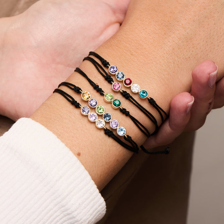 Custom Bezel Set Birthstone String Bolo Bracelet