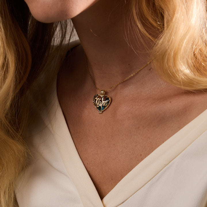 Custom Nana Round Birthstone Heart Locket