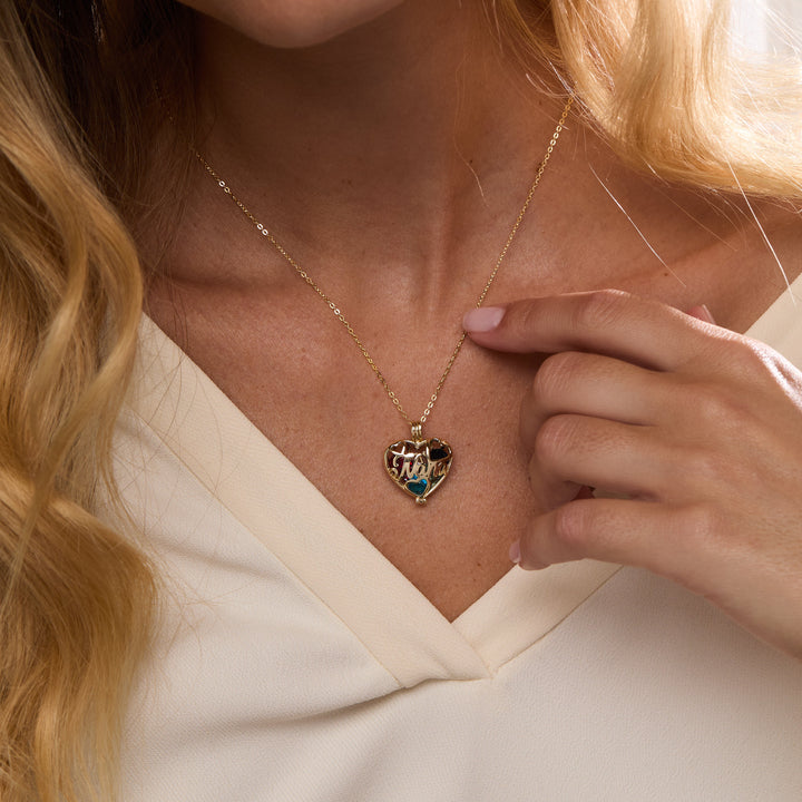 Custom Nana Round Birthstone Heart Locket