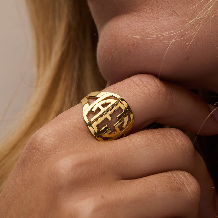 Custom Block Monogram Ring